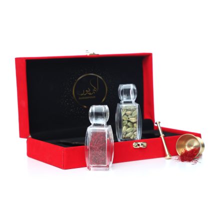 پک هدیه 2 آذین کوچک 1 گرم زعفران و 10گرم هل سبز